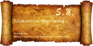 Sinkovits Marianna névjegykártya