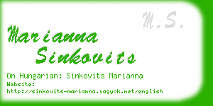 marianna sinkovits business card